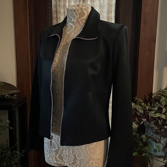 Rare! Henri Bendel - New York smooth crisp black zipper jacket - vintage class - Picture 8 of 12
